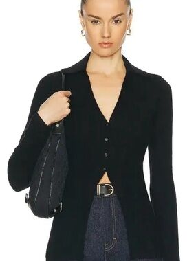 Guest in Residence Rib Button Cardigan Cashmere Silk Blend